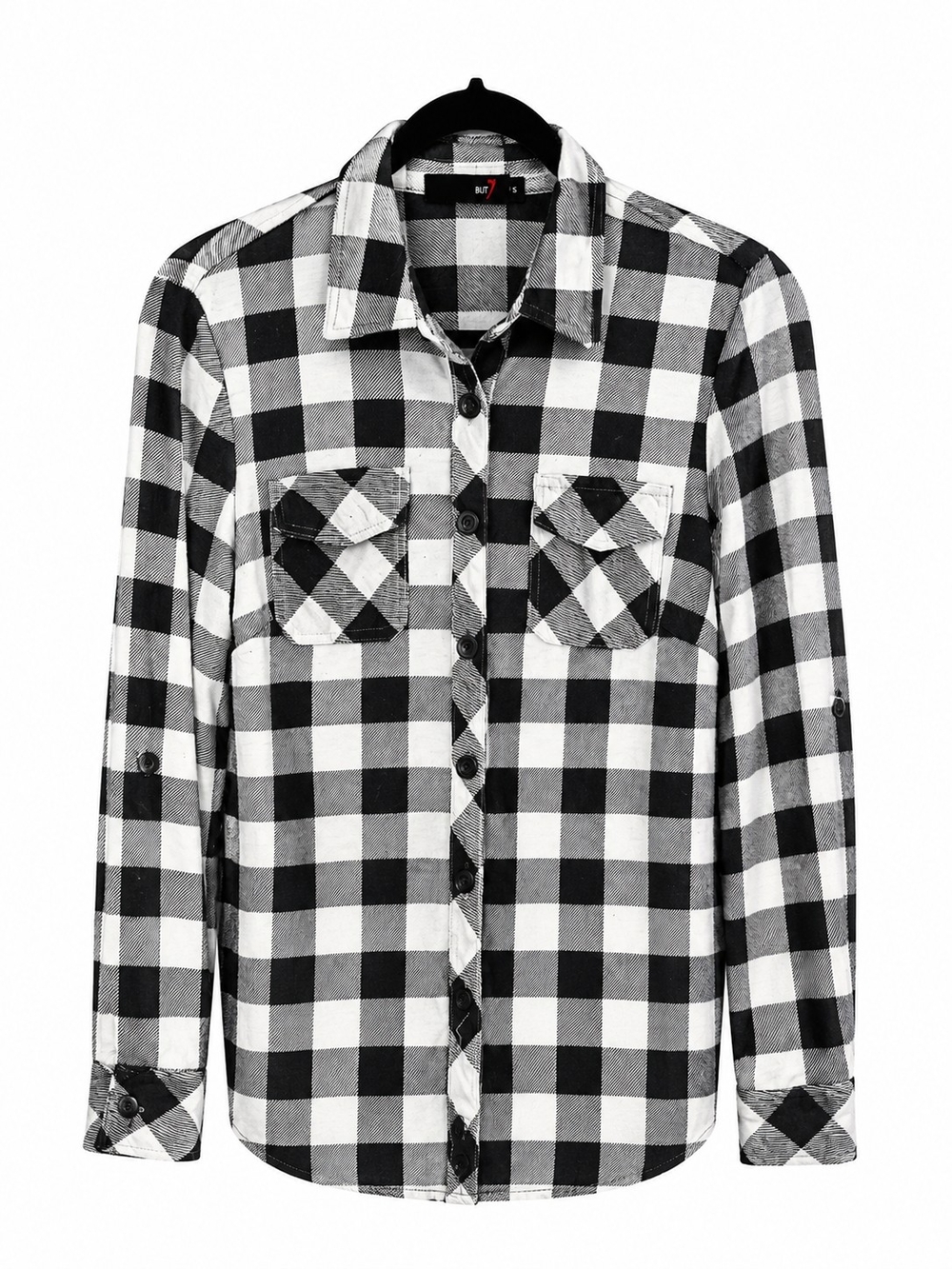 Classic Black & White Check Long-Sleeve Women's Shirt